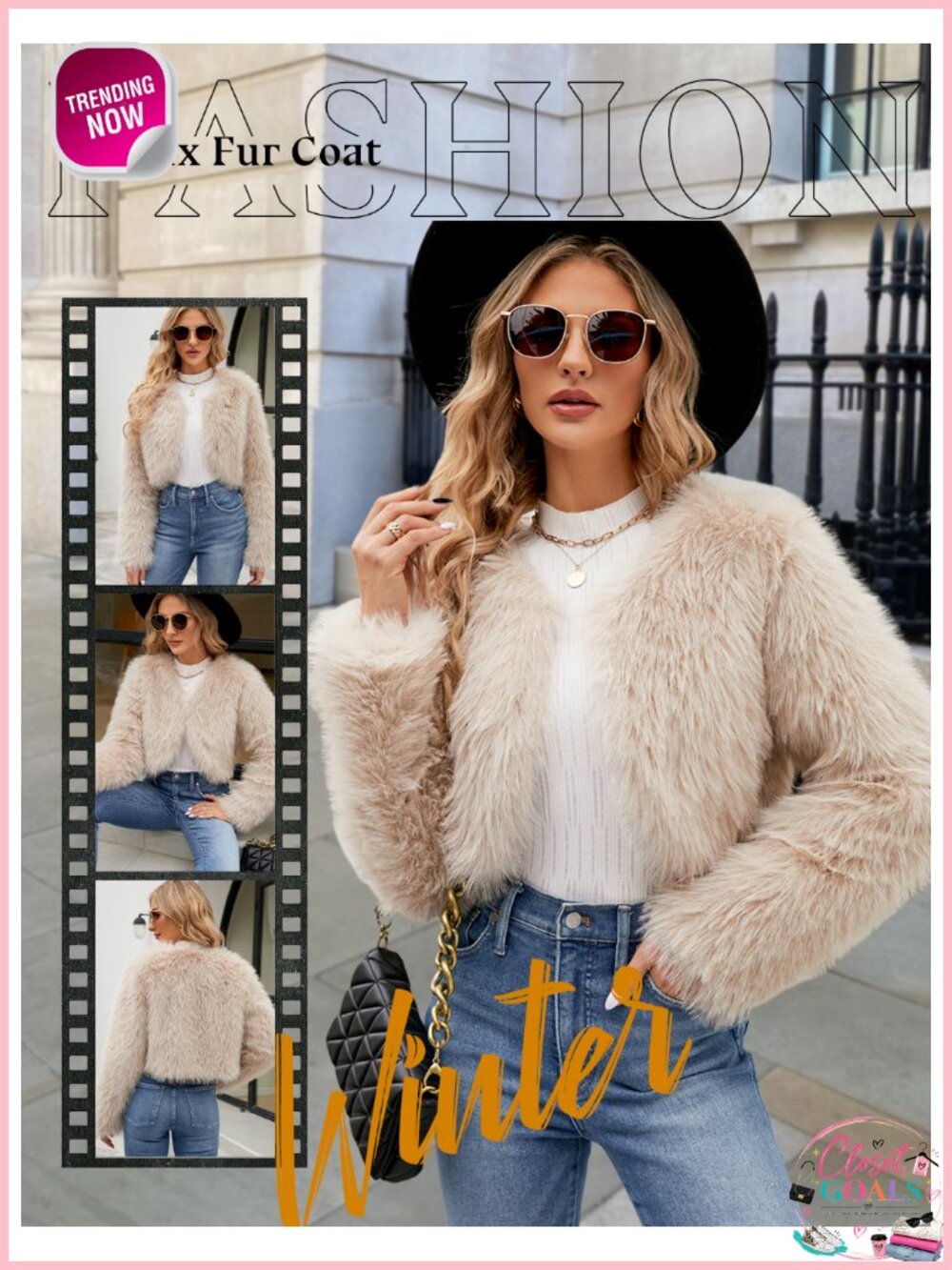 Cropped Faux Fur Jacket Long Sleeve Open Front Fuzzy Coat - Picture 6 of 6